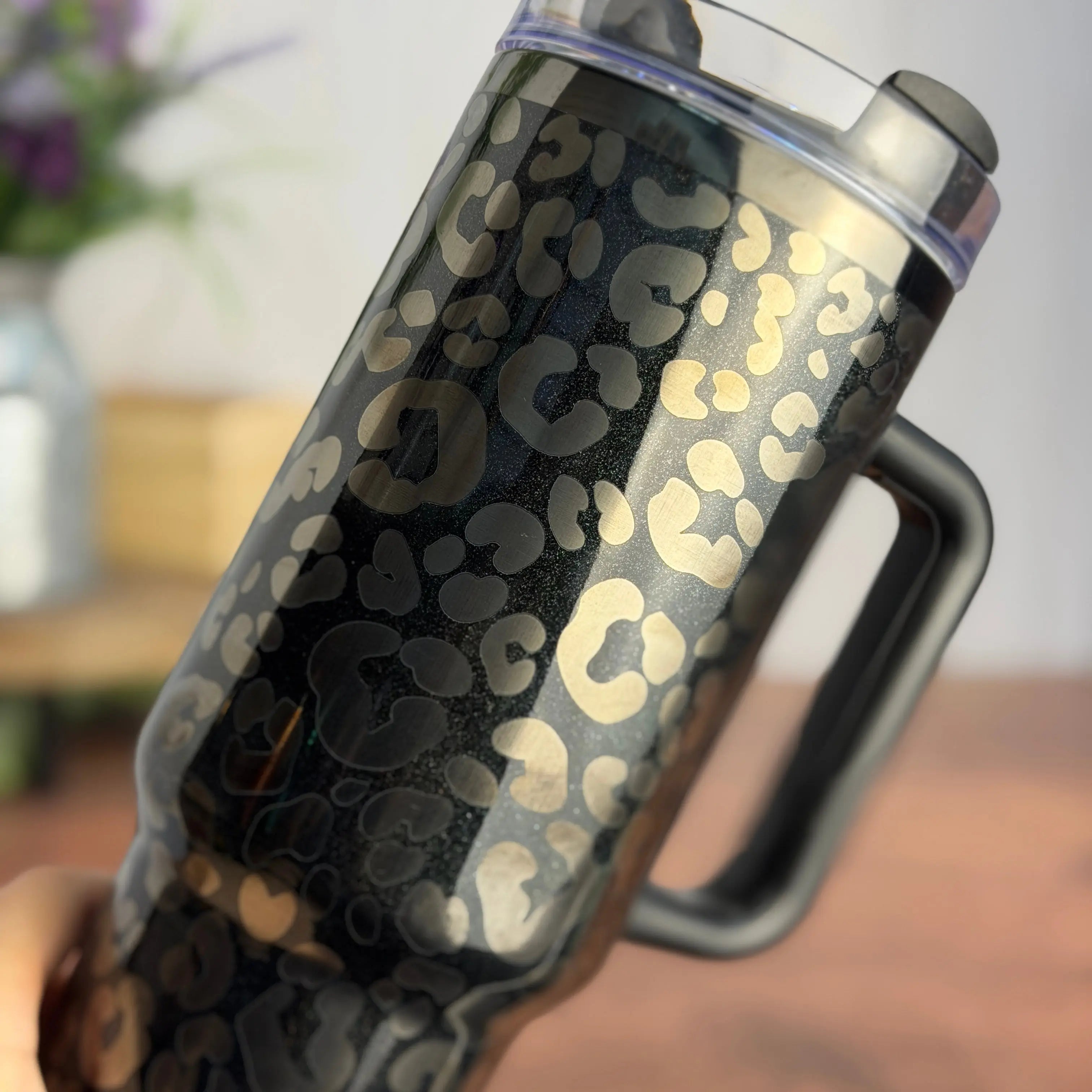 Leopard Tumbler Midnight Glitz to Black 40 oz tumbler 
