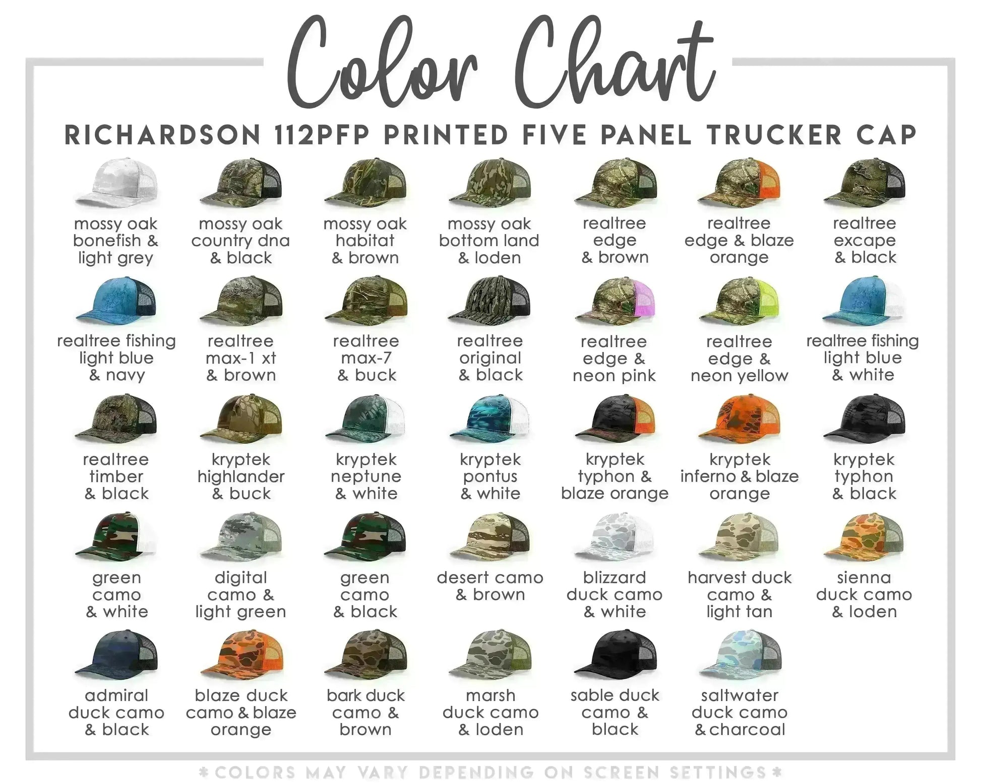 a collection of five different caps, each with a unique color and design, arranged in a grid format.