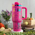Lisa Frank Engraved Hot Pink Rainbow 40oz Tumbler 
