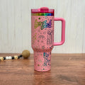 Lisa Frank Engraved Light Pink Rainbow 40oz Tumbler 