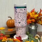 Lisa Frank Engraved Light Purple to Rainbow 40oz Tumbler 