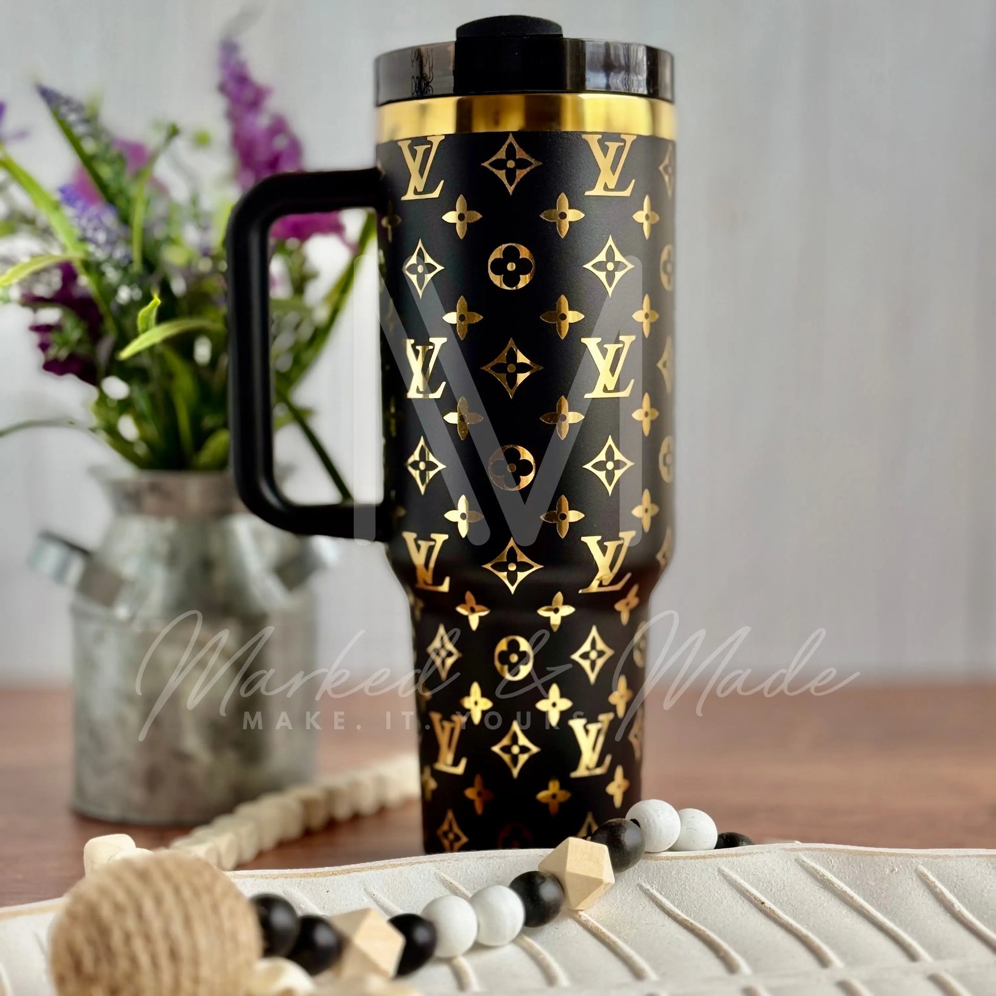 Louis Vuitton Tumbler Black to Gold 40 oz 