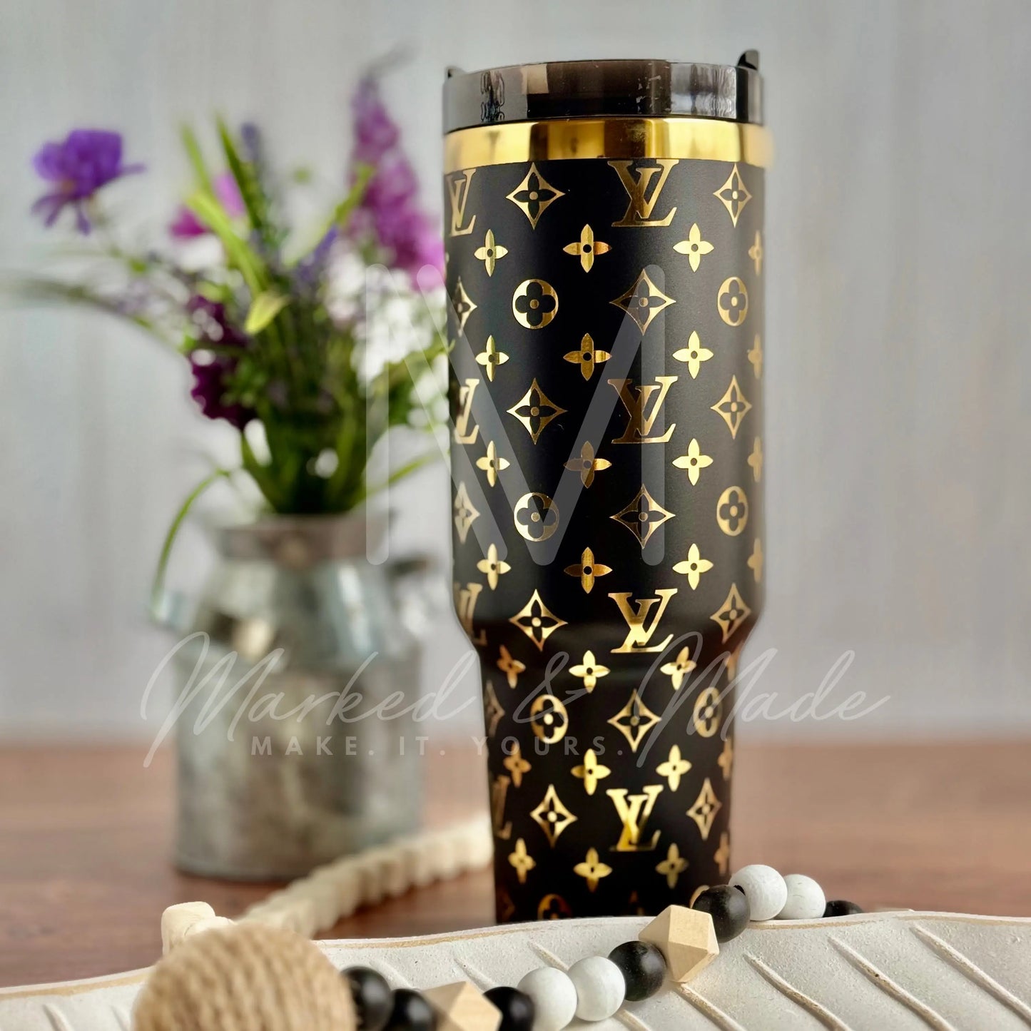 Louis Vuitton Tumbler Black to Gold 40 oz 