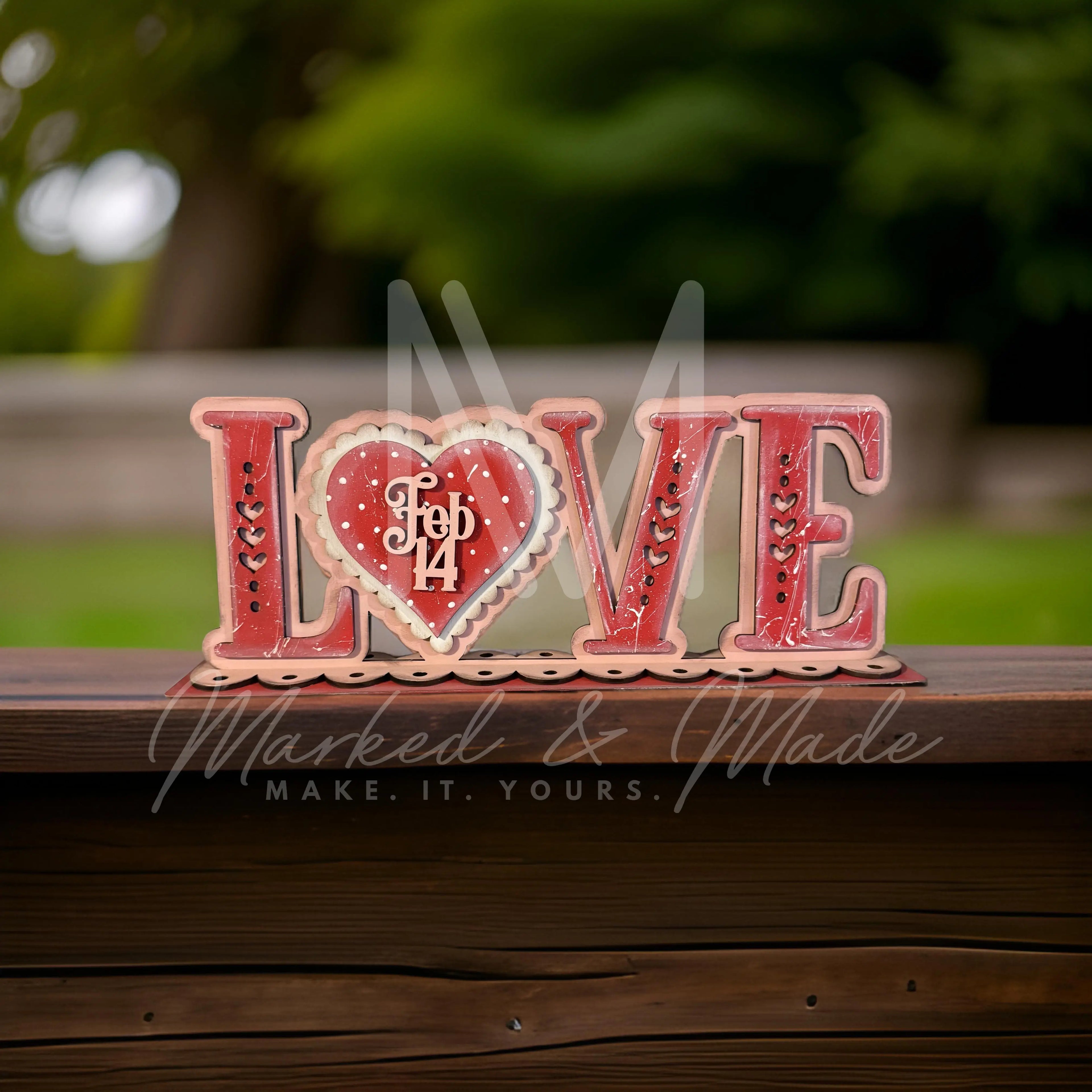 Love Standing Valentine Heart Shelf Sitter Wooden | Valentine's Day | Love | Valentine Decor | Mantle 