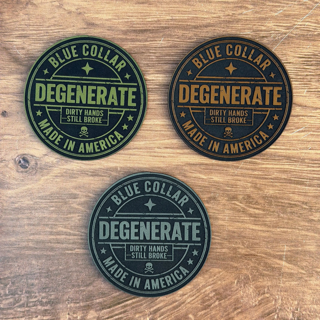 Made in America Degenerate – Laser Engraved Leather Patch 