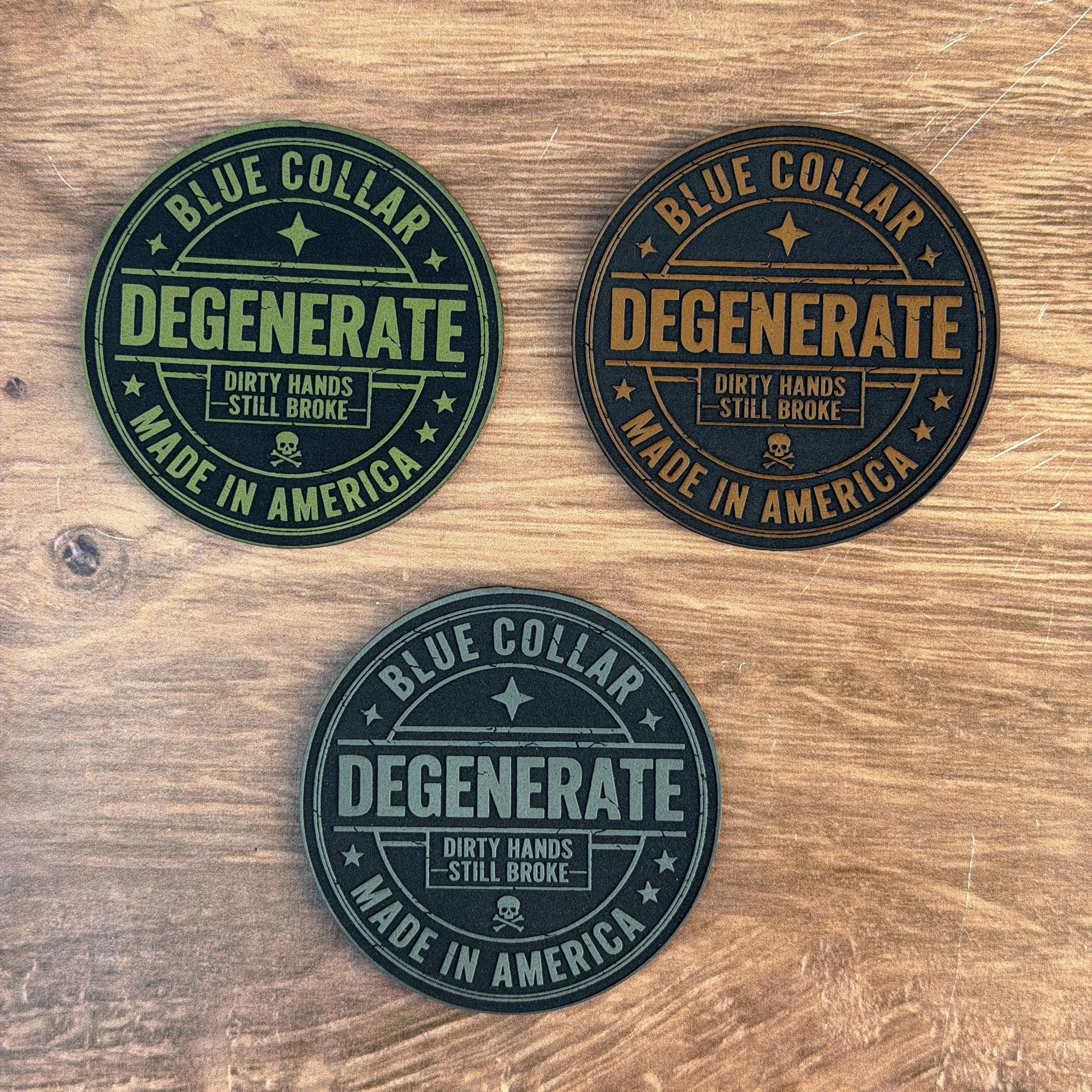 Made in America Degenerate – Laser Engraved Leather Patch 