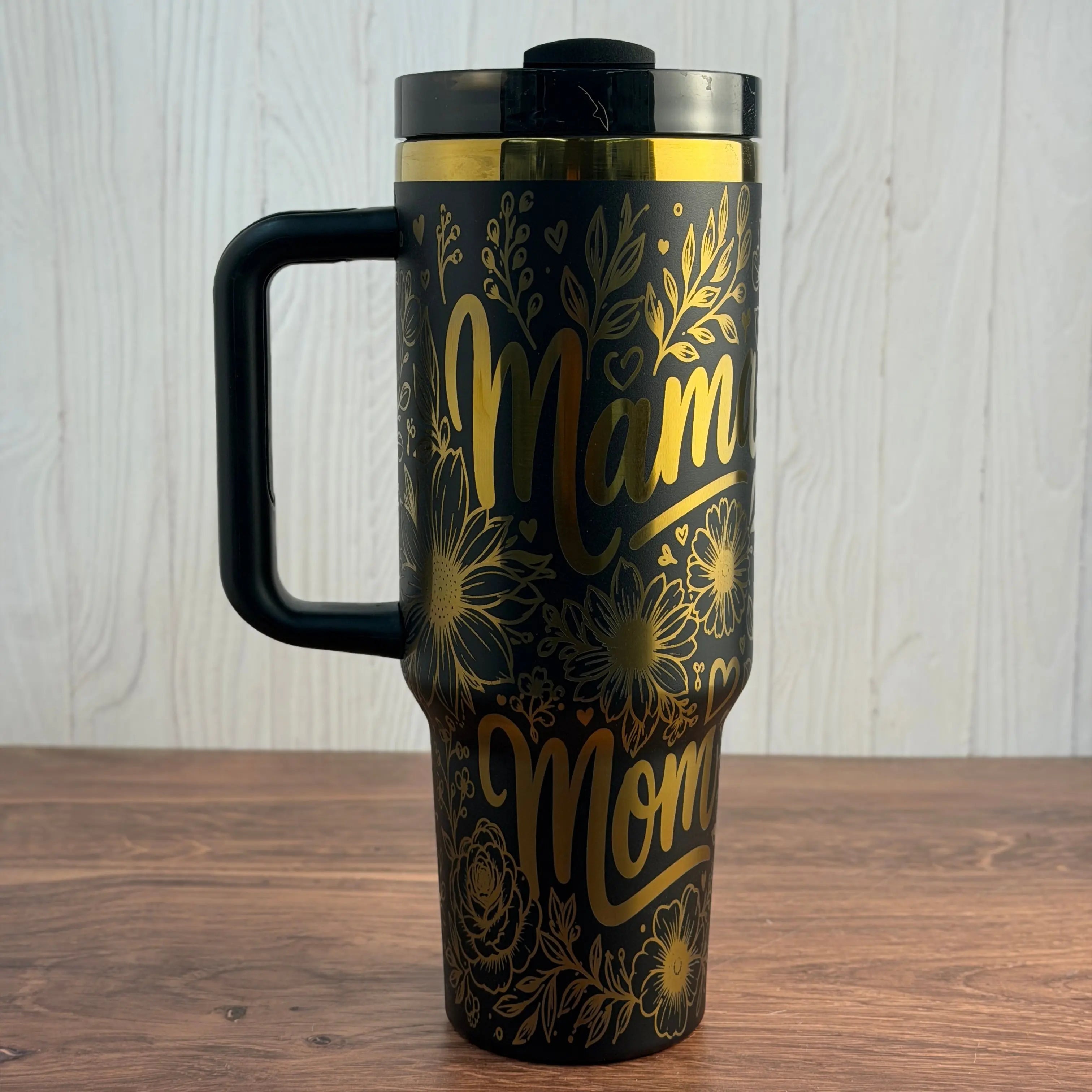 Mama. Mommy, Mom, Bruh Mother's 40oz Tumbler Black to Gold 