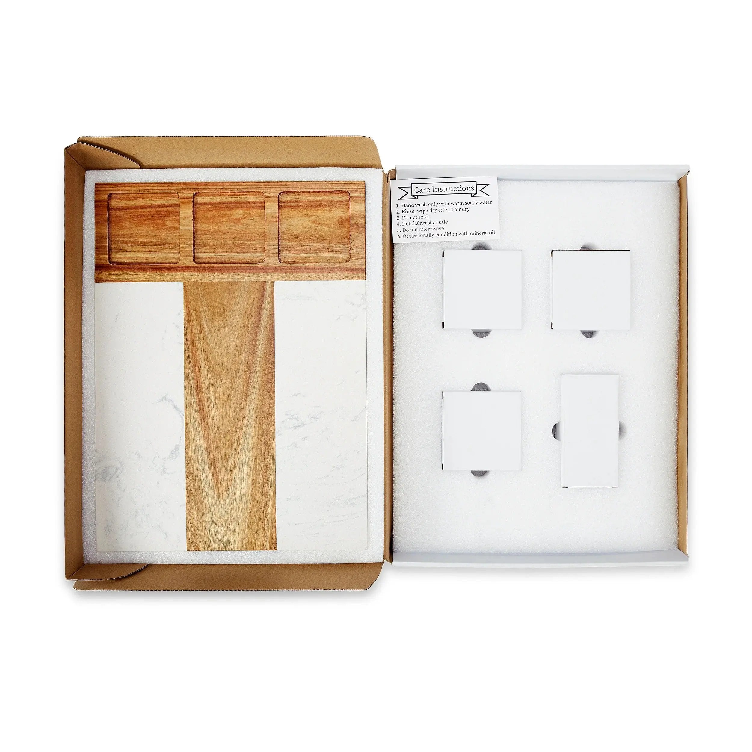 Marble & Acacia Charcuterie Cutting Board – 11 Piece Set 