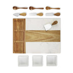 Marble & Acacia Charcuterie Cutting Board – 11 Piece Set 