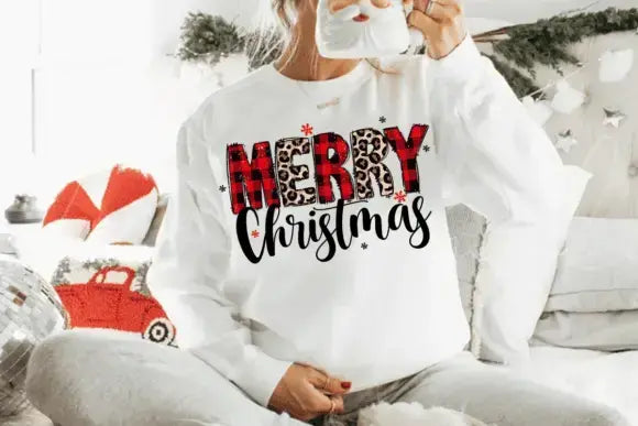 Merry Christmas Plaid & Leopard – Tee / Long Sleeve / Hoodie / Crewneck