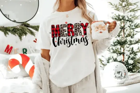 Merry Christmas Plaid & Leopard – Tee / Long Sleeve / Hoodie / Crewneck