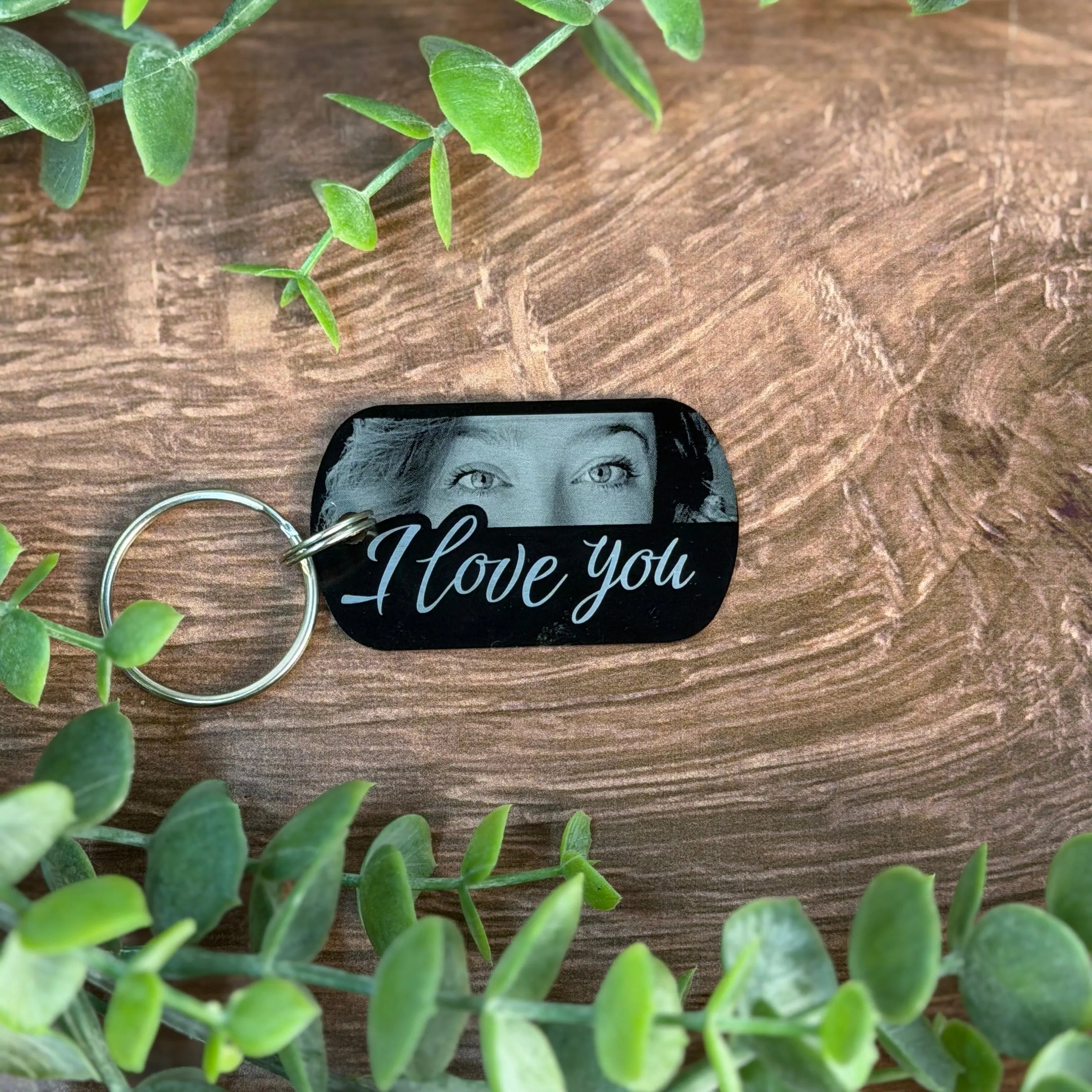 Metal Drive Safe, I Love You Photo Engraved Keychain 
