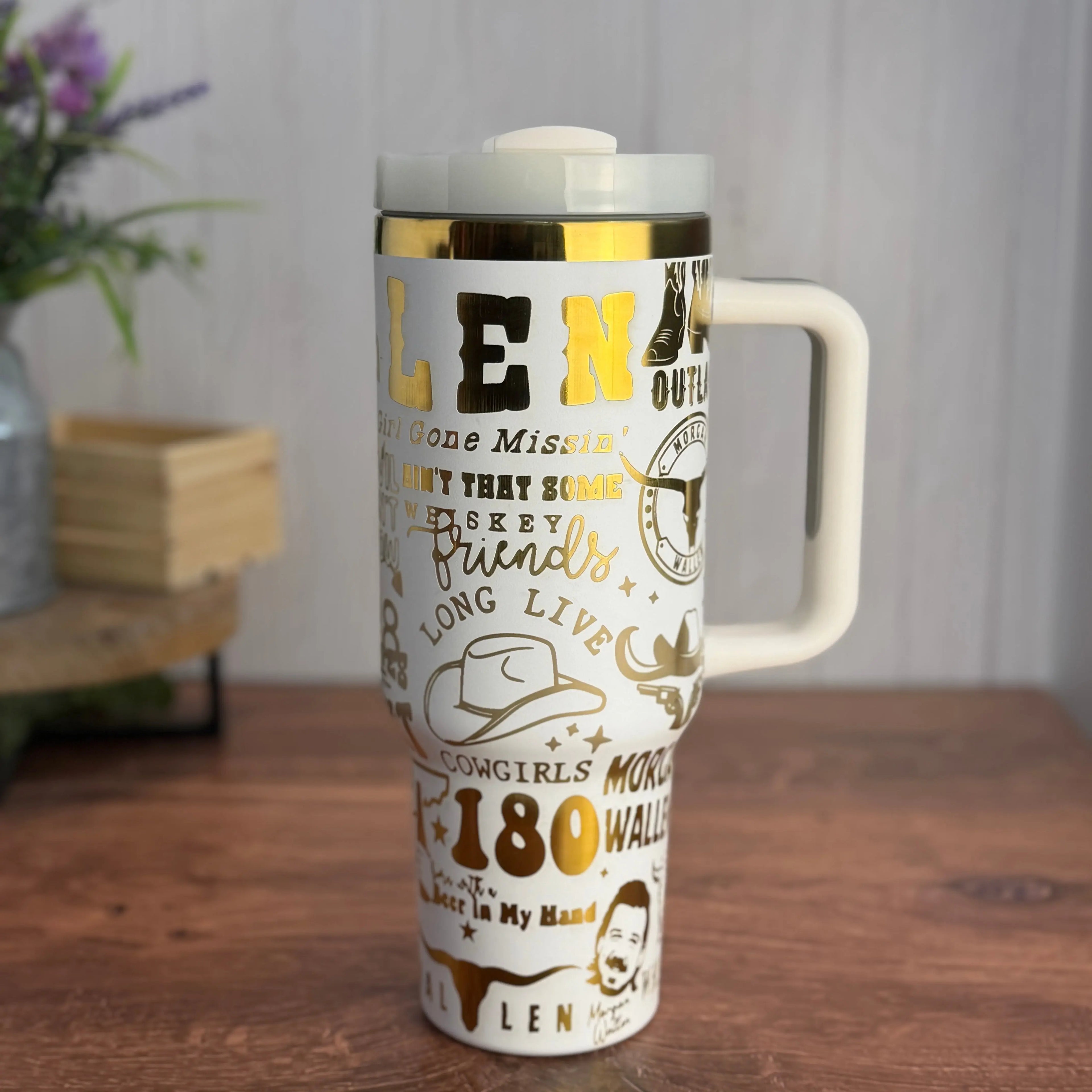 Morgan Wallen Tumbler White to Gold 40oz 
