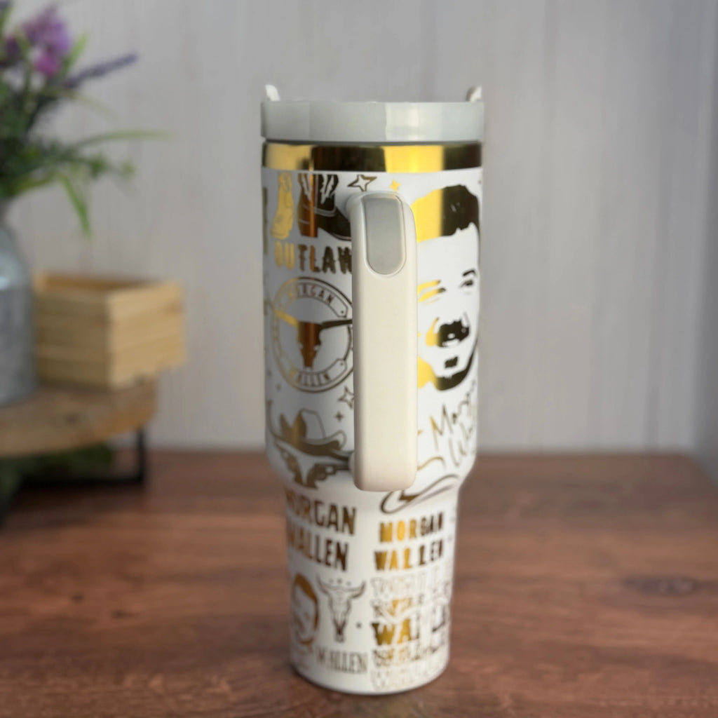 Morgan Wallen Tumbler White to Gold 40oz 