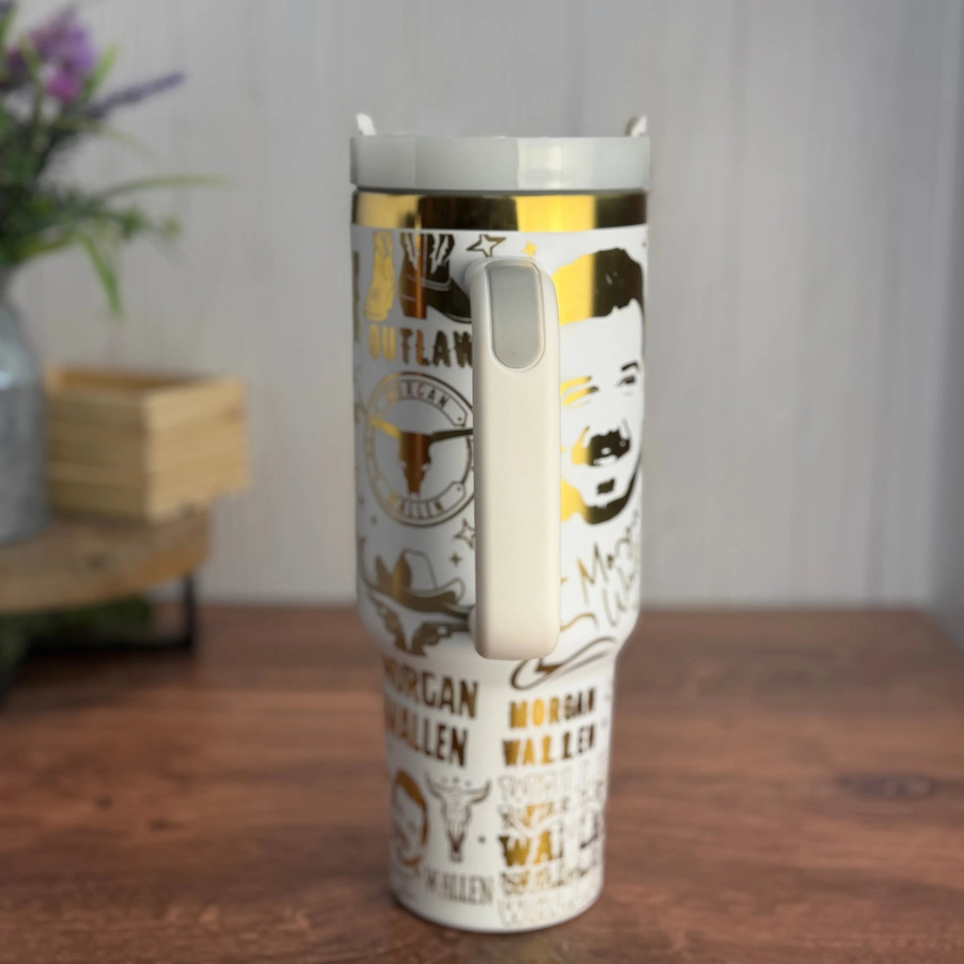 Morgan Wallen Tumbler White to Gold 40oz 