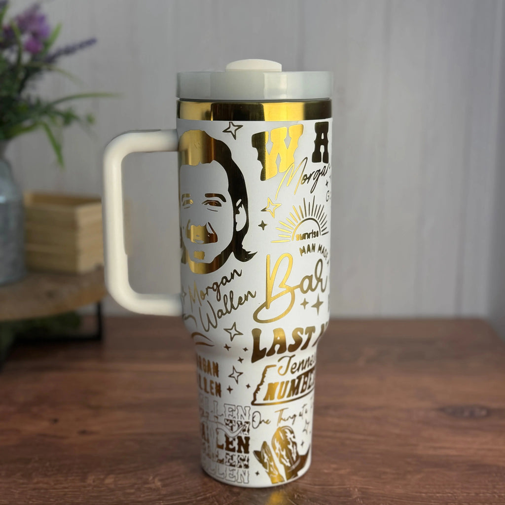 Morgan Wallen Tumbler White to Gold 40oz 