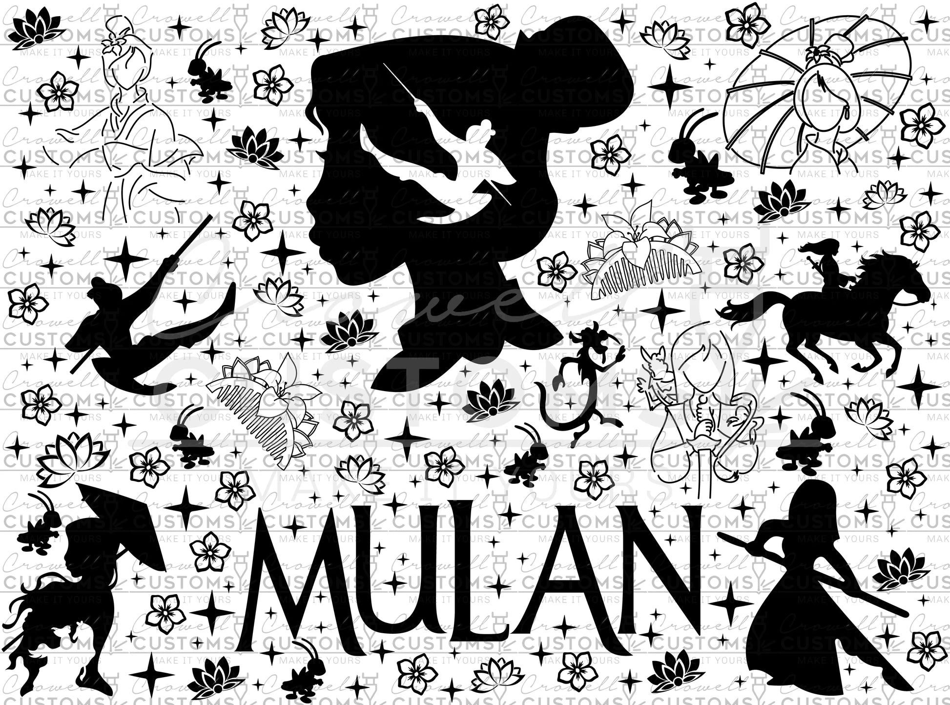 Mulan 40 oz Tumbler Wrap Design! Digital SVG for Laser - Fits 30, 40 oz Tumblers Digital Download 