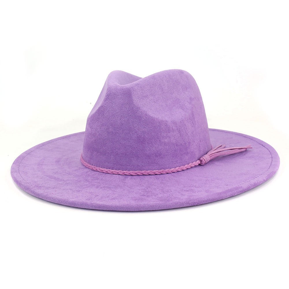 Lavender vegan suede flat brim cowboy hat