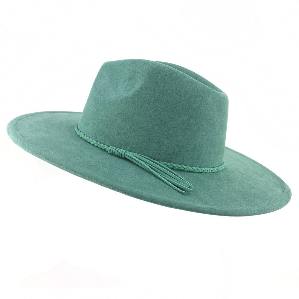 Sage vegan suede flat brim cowboy hat