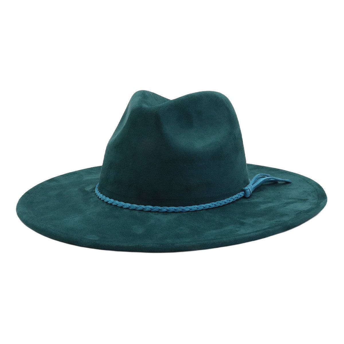 Dark Teal vegan suede flat brim cowboy hat