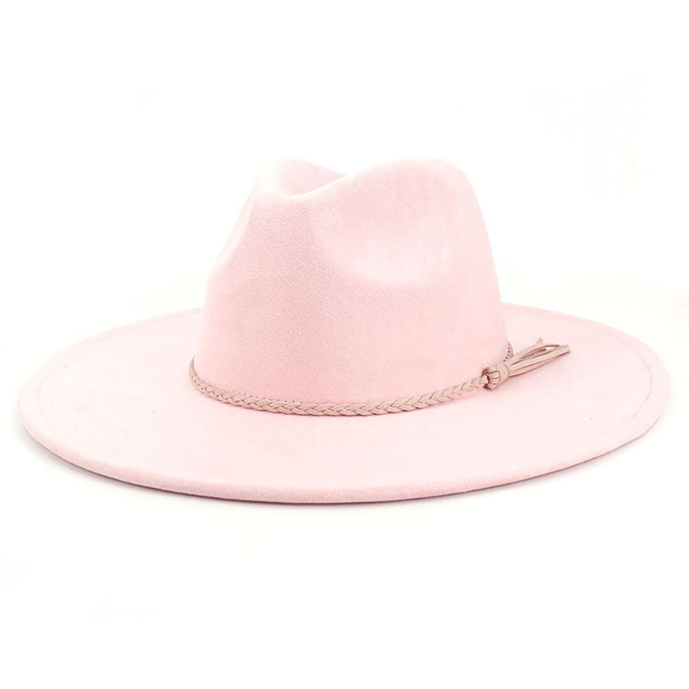 Blush vegan suede flat brim cowboy hat