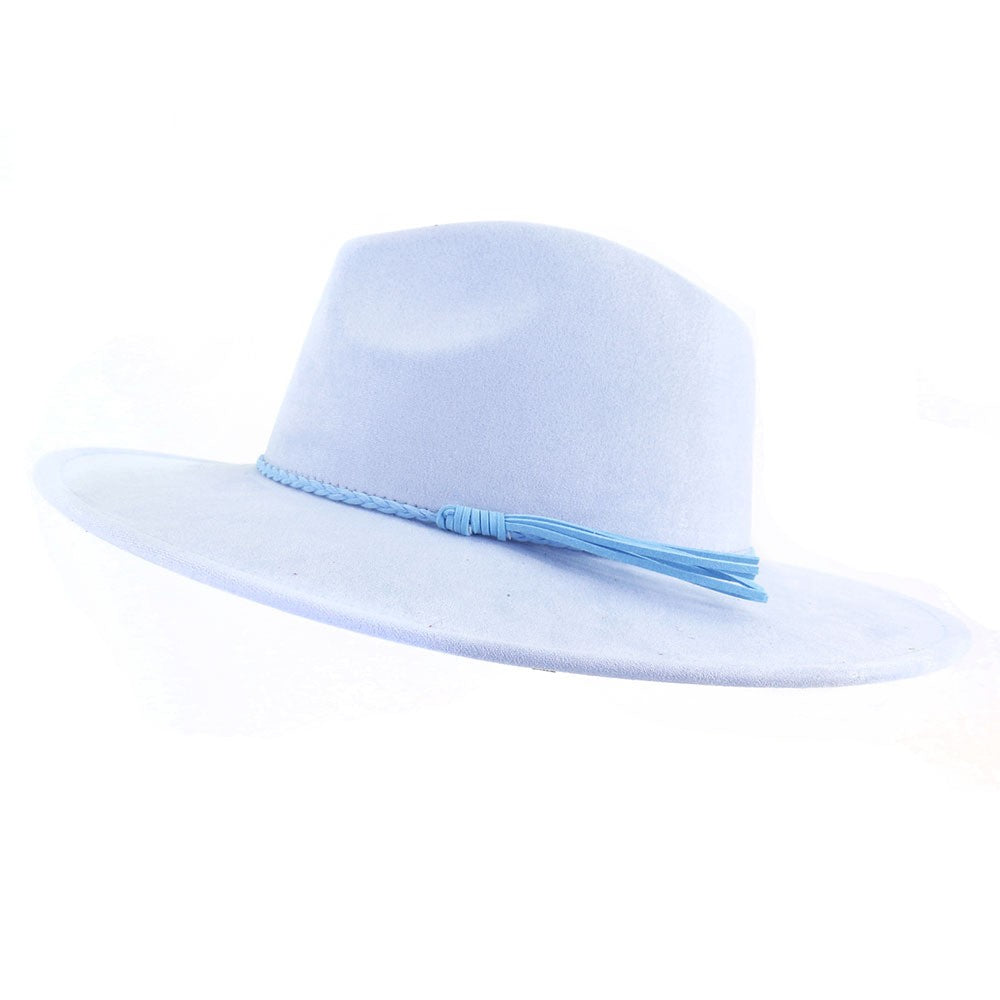 Sky Blue vegan suede flat brim cowboy hat