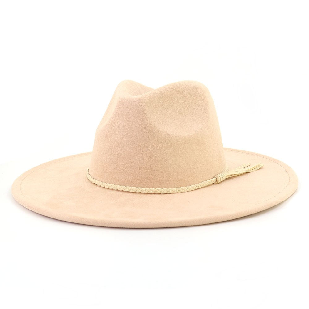 Champagne vegan suede flat brim cowboy hat