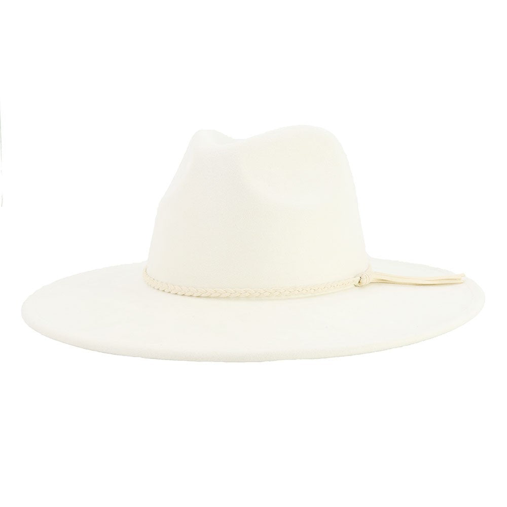 Cream vegan suede flat brim cowboy hat