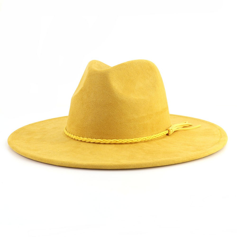 Honey vegan suede flat brim cowboy hat