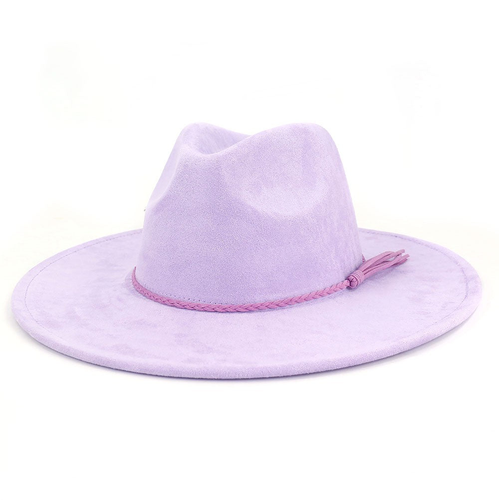 Light Purple vegan suede flat brim cowboy hat