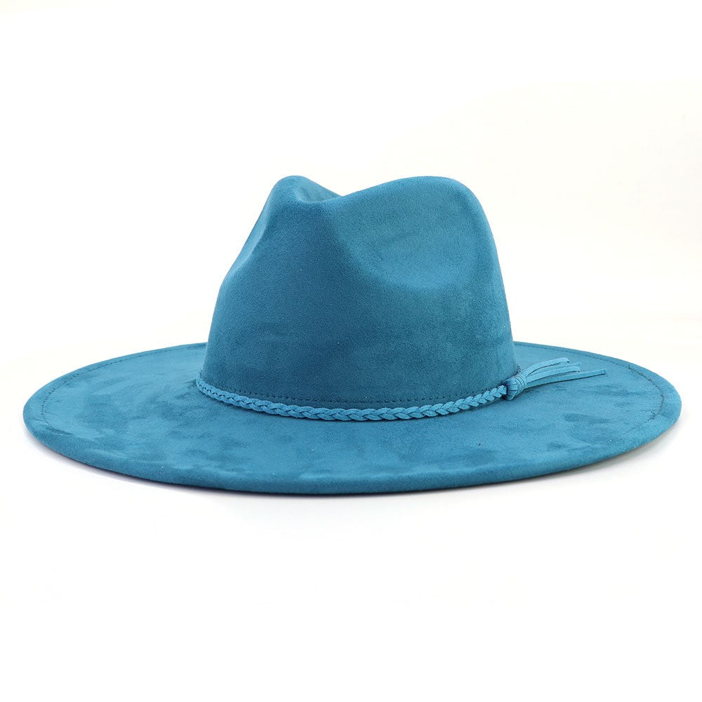 Peacock vegan suede flat brim cowboy hat
