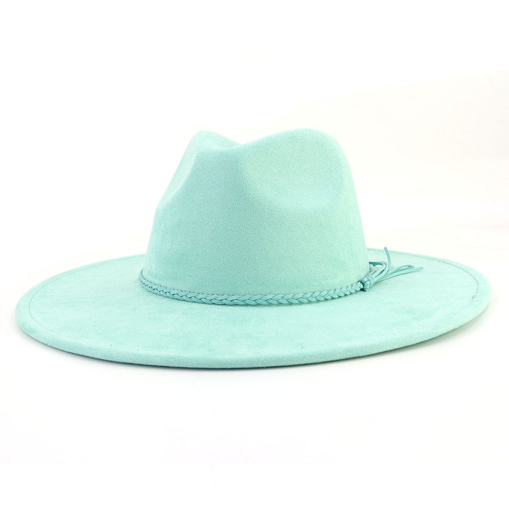 Mint vegan suede flat brim cowboy hat