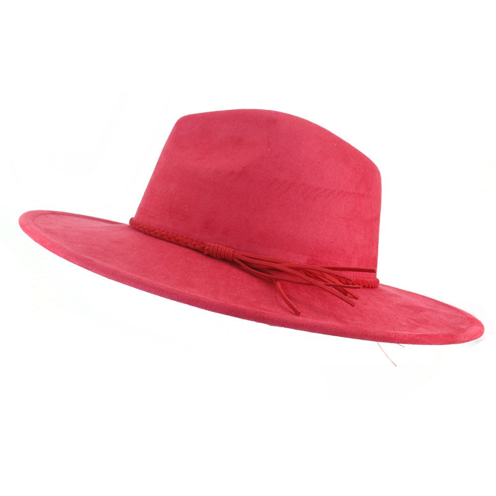 Rose vegan suede flat brim cowboy hat