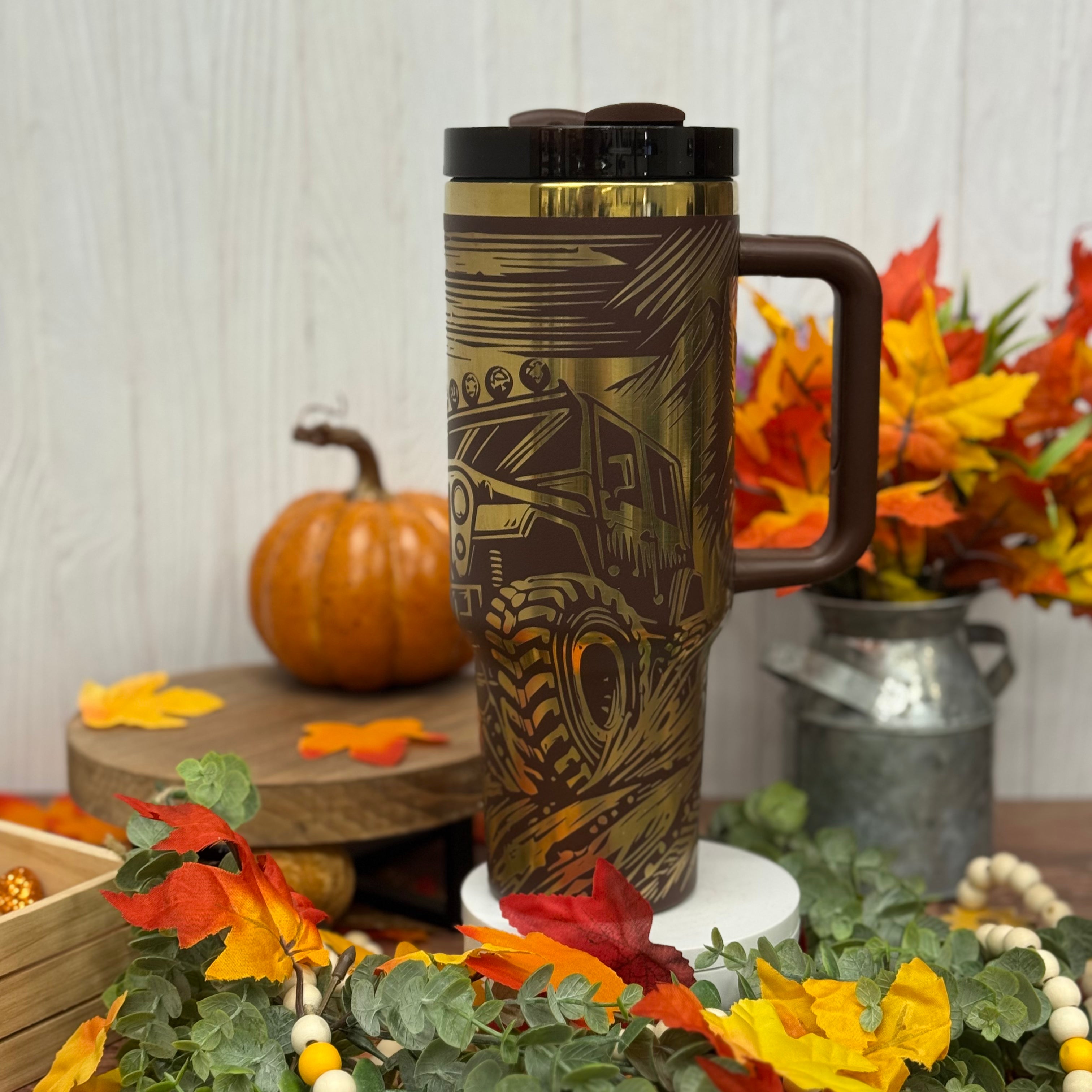 Off-Road Jeep Tumbler Chocolate to Gold 40 oz tumbler 