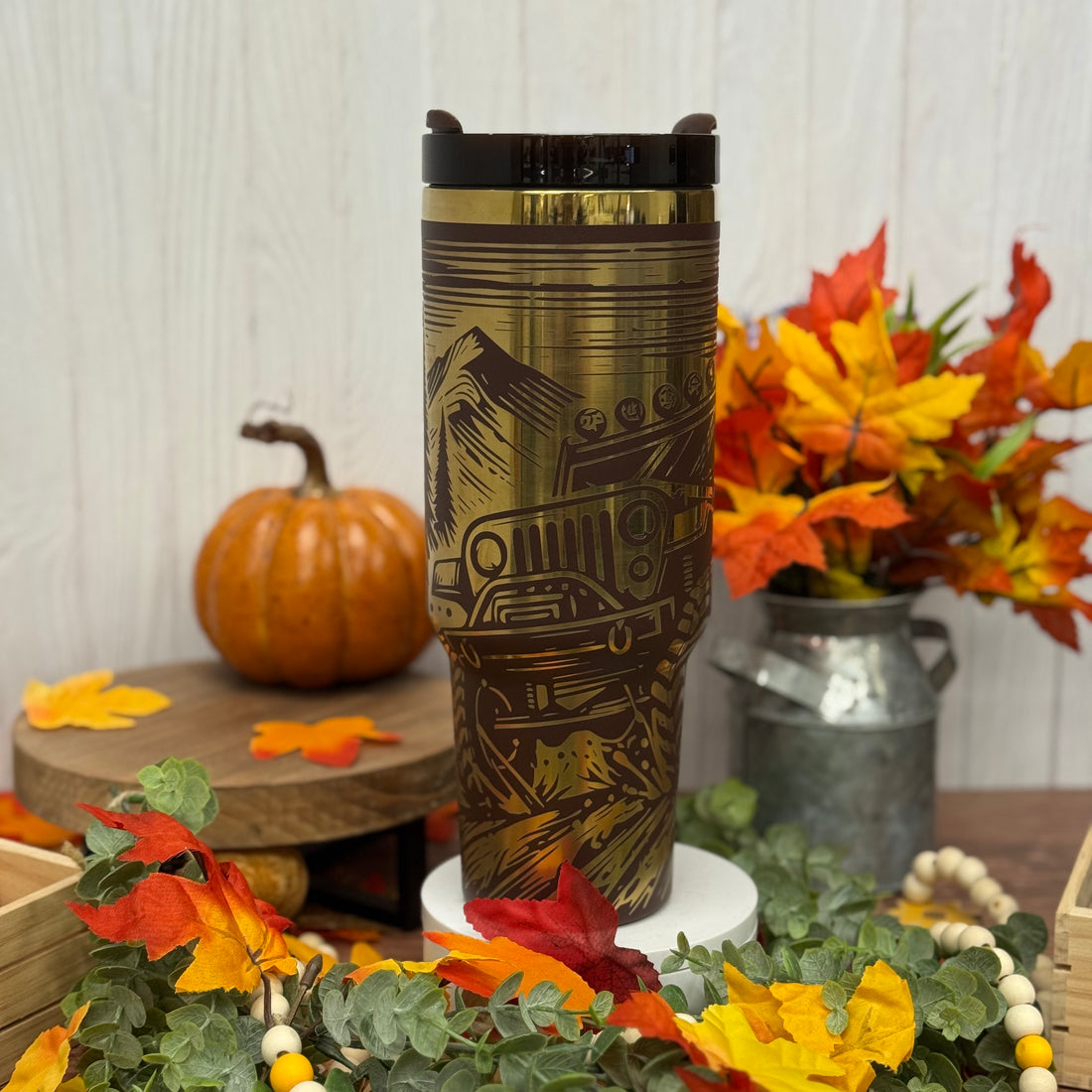 Off-Road Jeep Tumbler Chocolate to Gold 40 oz tumbler 
