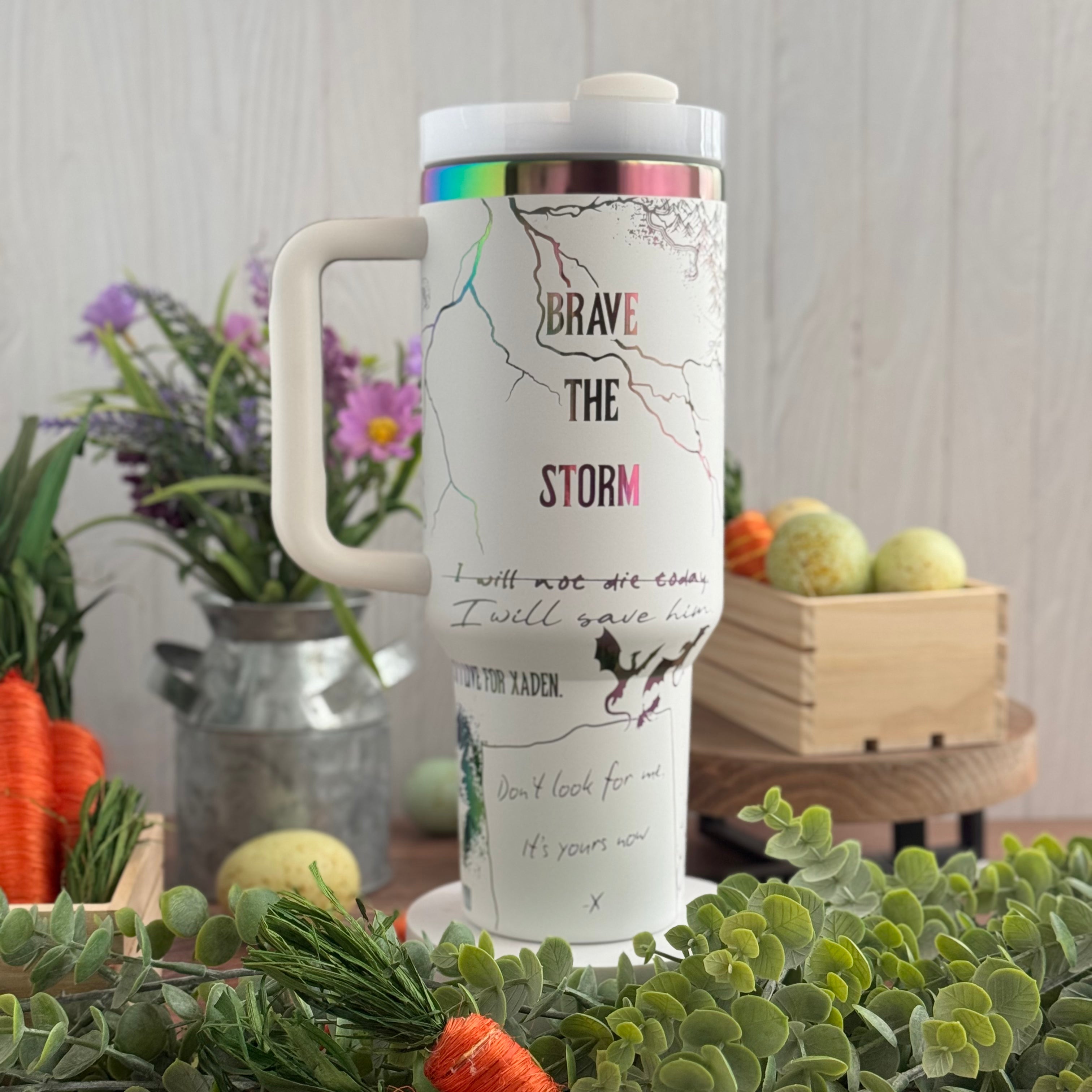 Onyx Storm Tumbler White Rainbow 40oz 