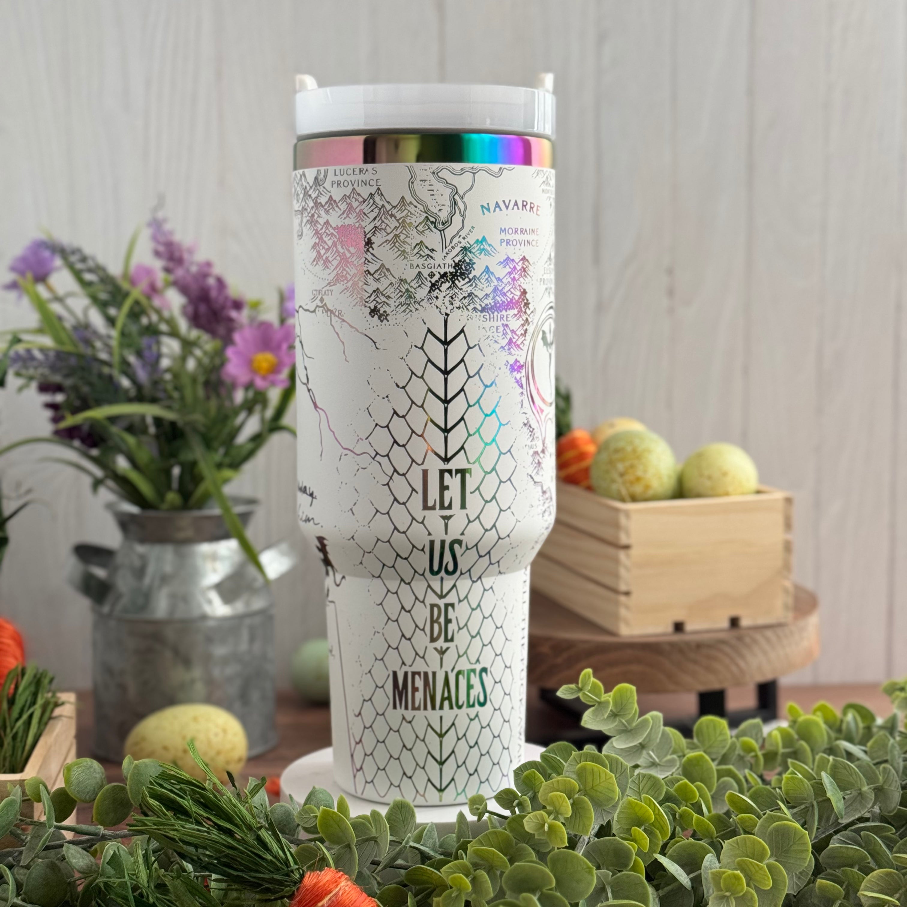 Onyx Storm Tumbler White Rainbow 40oz 