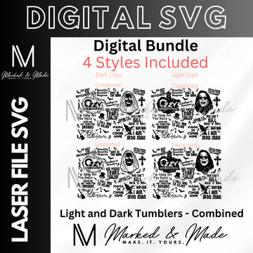 Ozzy Osbourne Tribute Tumbler Wrap SVG | Memorial Laser Engraving Design for 30oz & 40oz Tumblers | Black Sabbath Inspired Digital File 