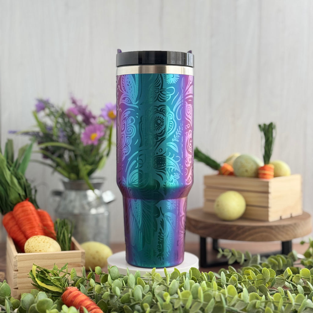 Paisley Floral Western Engraved Aurora 40oz Tumbler 