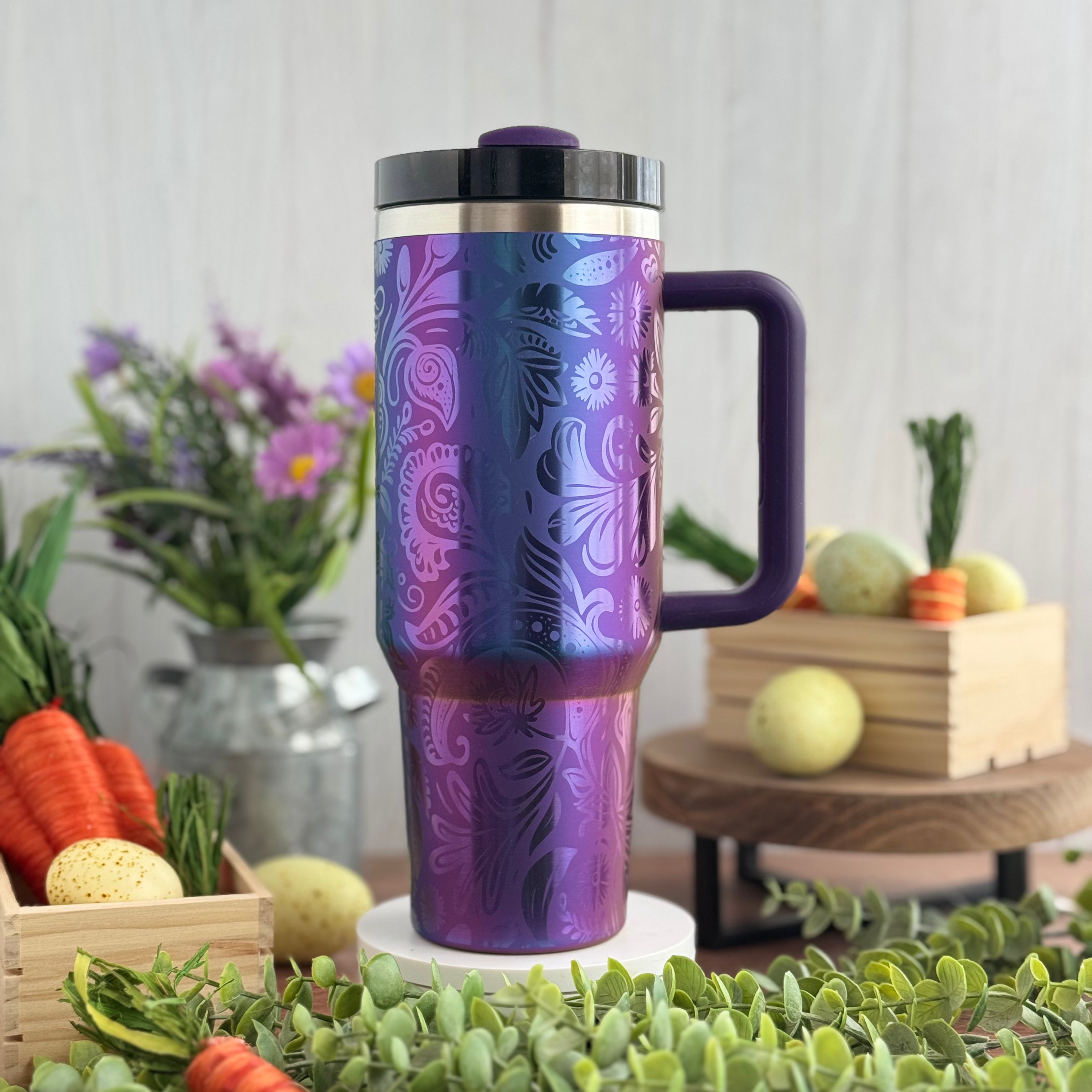 Paisley Floral Western Engraved Aurora 40oz Tumbler 
