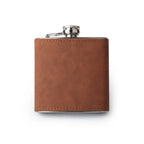 Personalized 6oz Flask - Leather Wrapped - Stainless Steel 