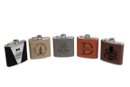 Personalized 6oz Flask - Leather Wrapped - Stainless Steel 