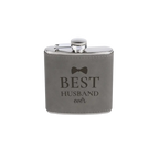 Personalized 6oz Flask - Leather Wrapped - Stainless Steel 