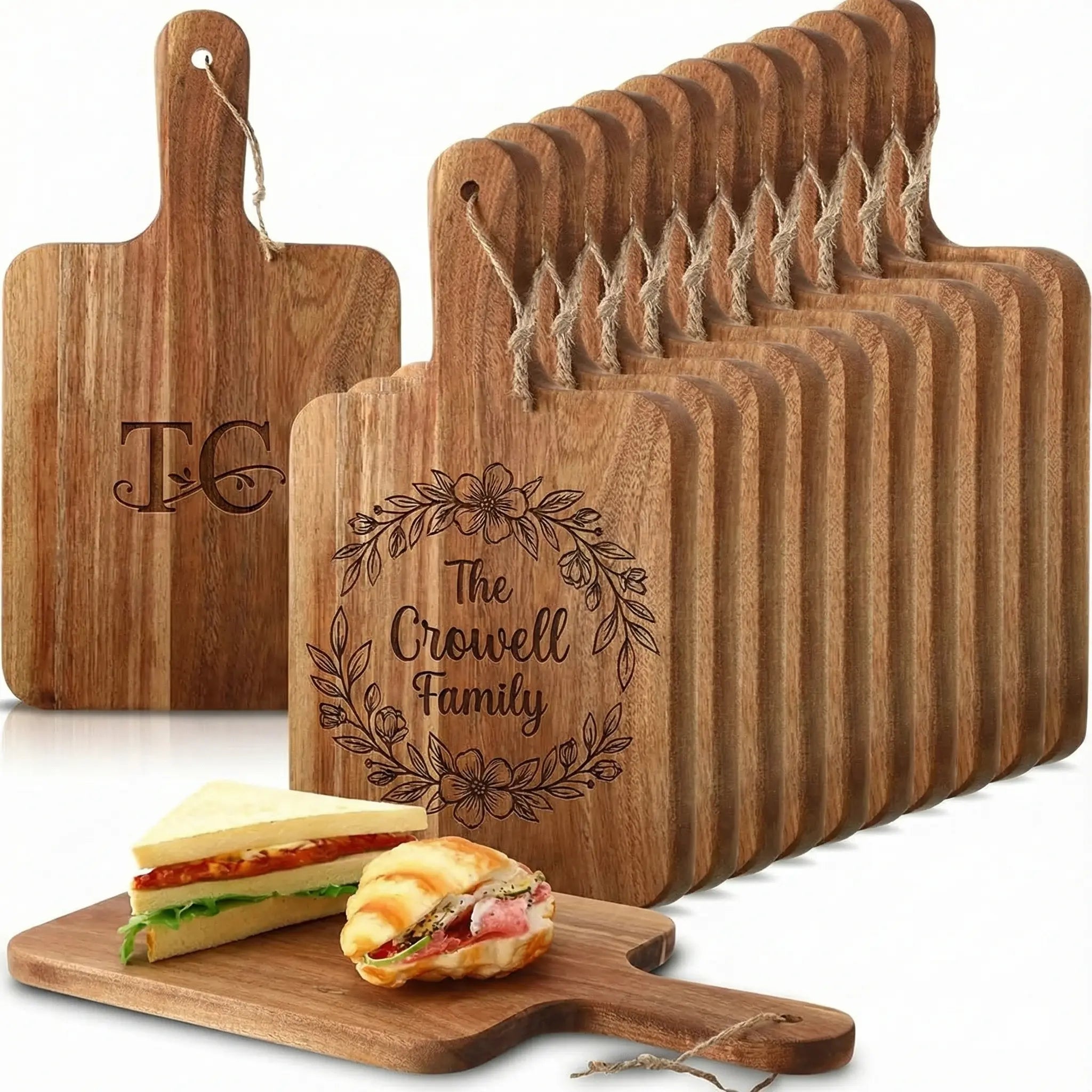 Personalized Acacia Cutting Board wirh Handle - 14' x 8' 