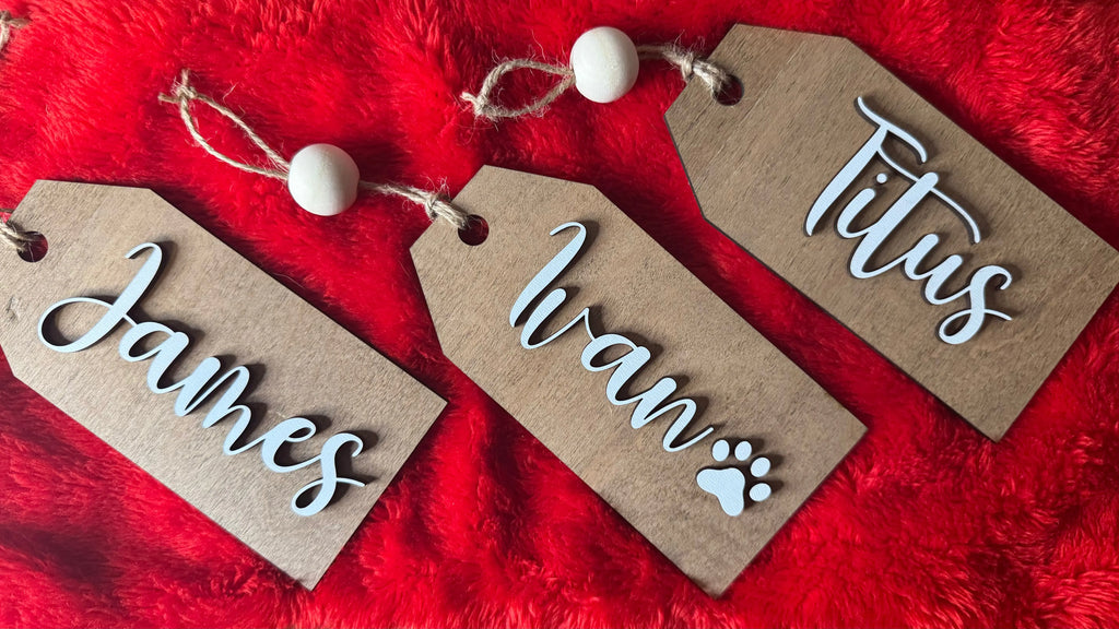 Personalized Double Layer Wood Stocking Tags! 