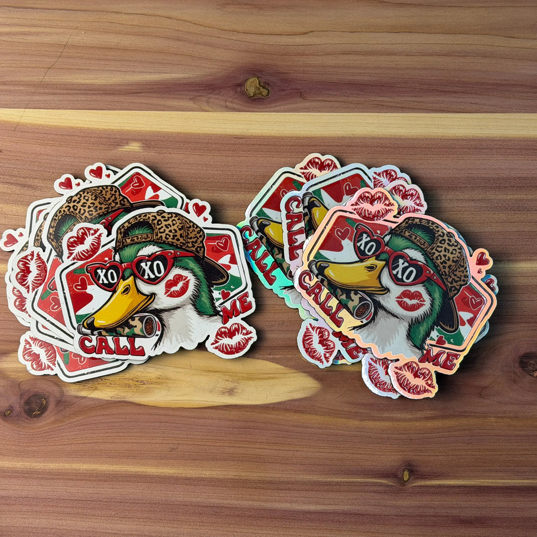 Pink Duck Camo "Call Me" - Valentine's Day | UV Printed Leather Hat Patch 