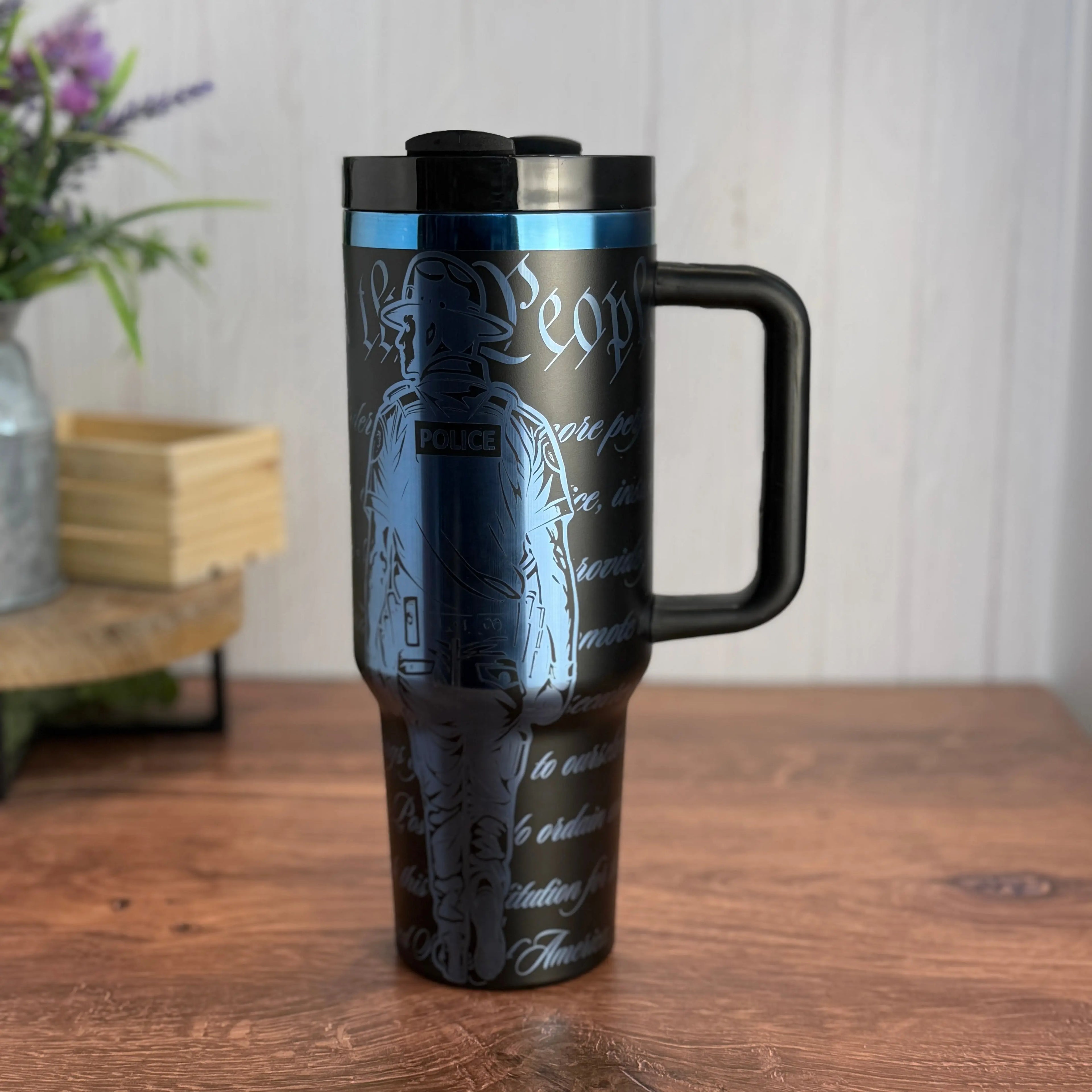 Police Officer Tumbler Black to Blue 40oz 