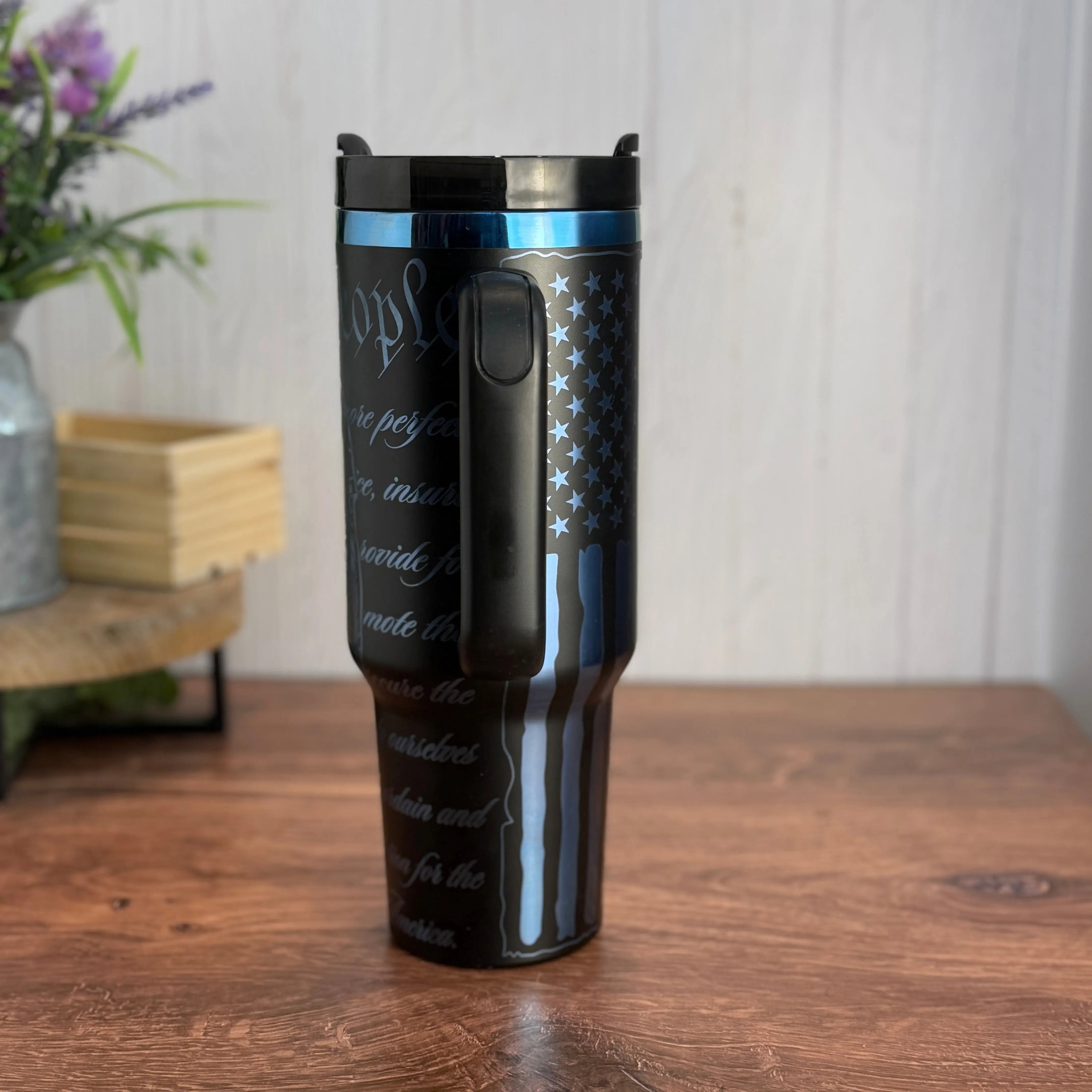 Police Officer Tumbler Black to Blue 40oz 