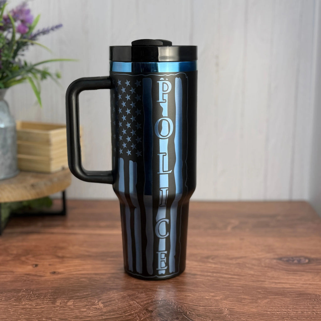 Police Officer Tumbler Black to Blue 40oz 