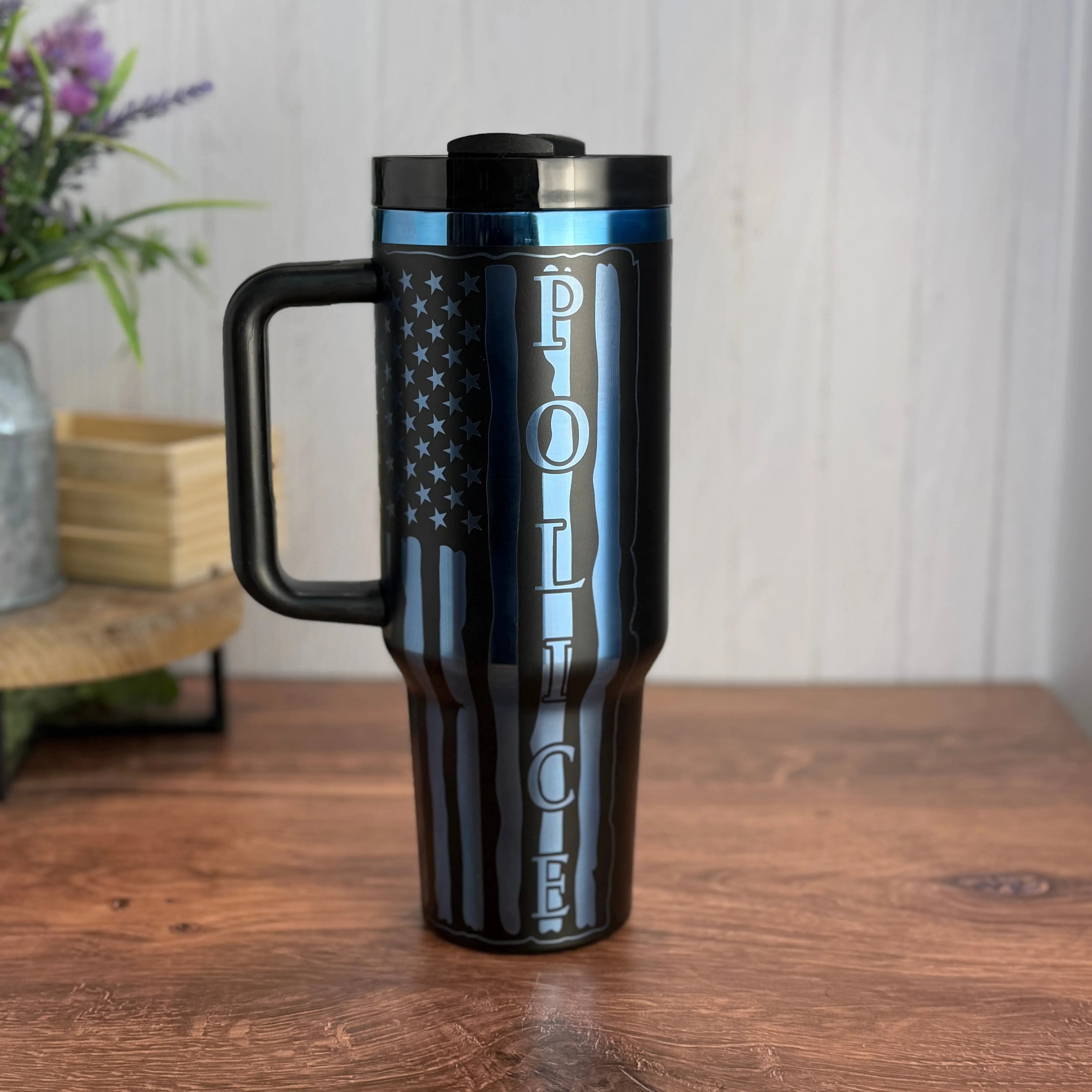 Police Officer Tumbler Black to Blue 40oz 